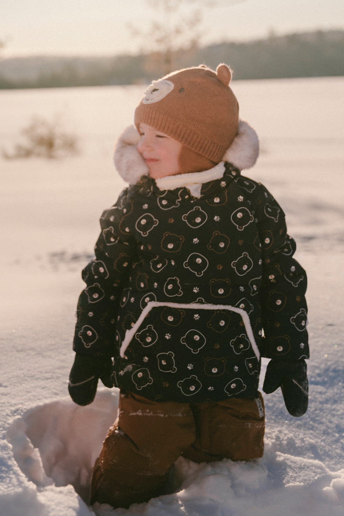 Baby Two Piece Snowsuit Blue Printed Teddy Bears