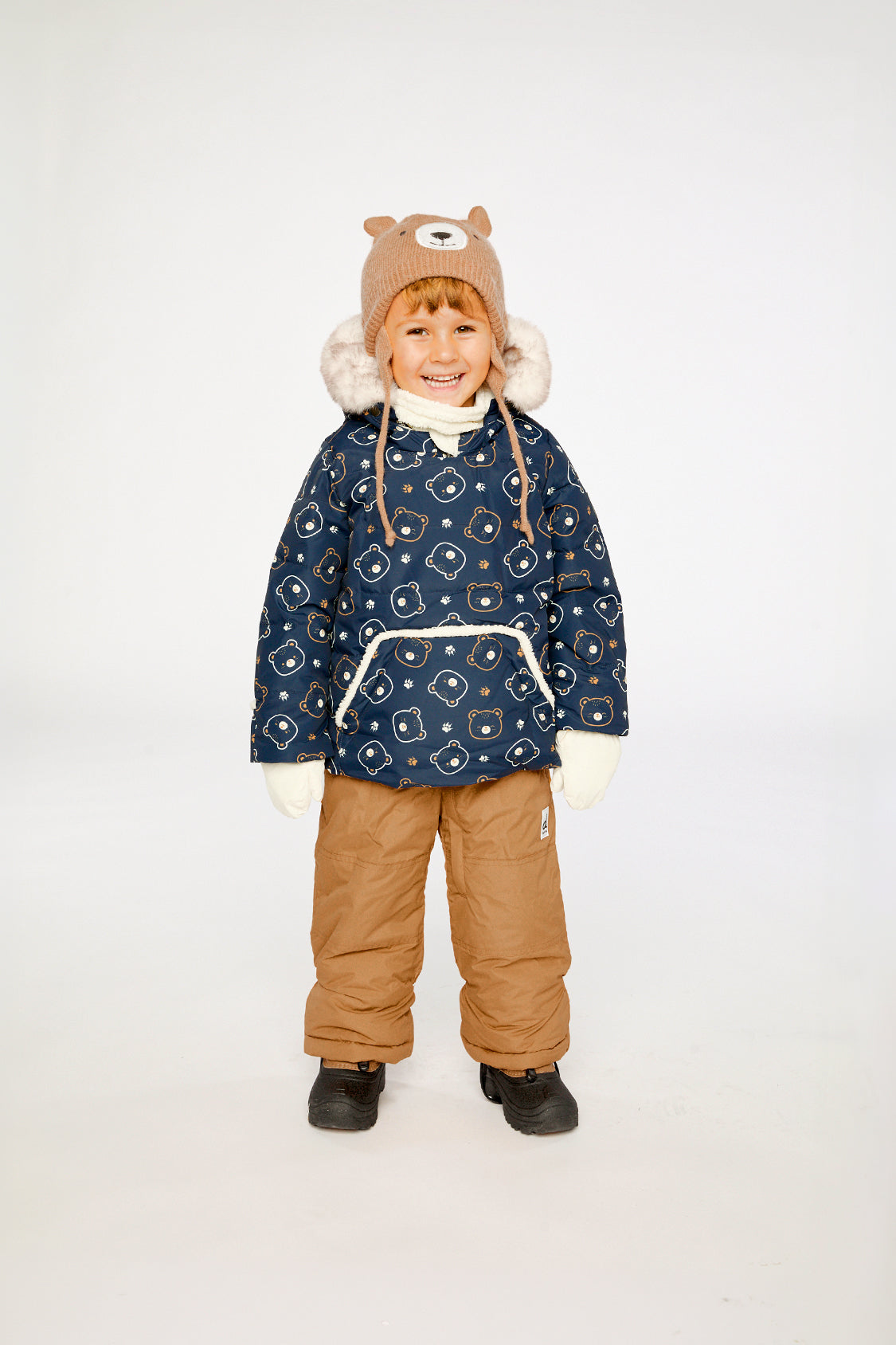 Baby Two Piece Snowsuit Blue Printed Teddy Bears
