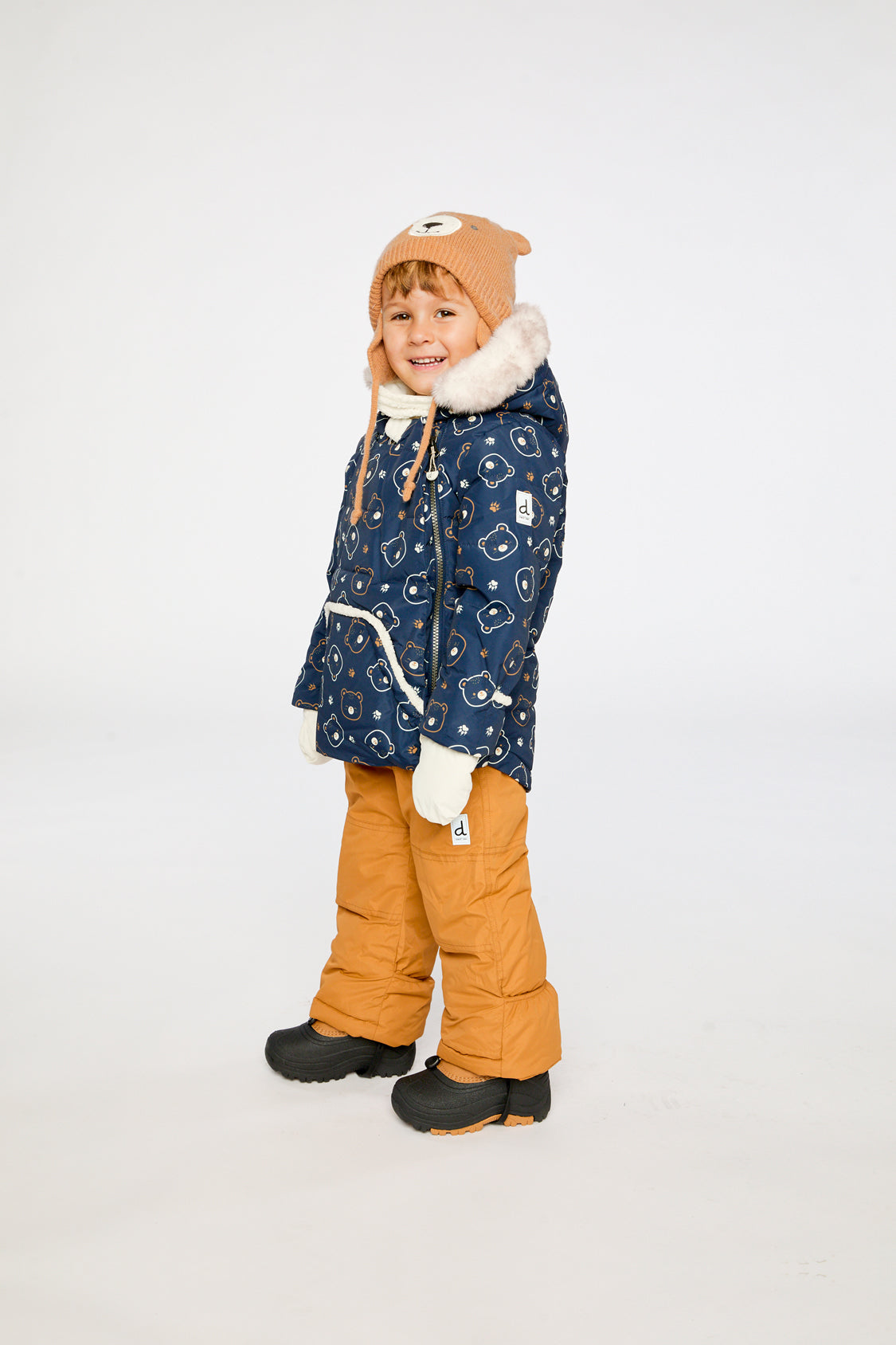 Baby Two Piece Snowsuit Blue Printed Teddy Bears
