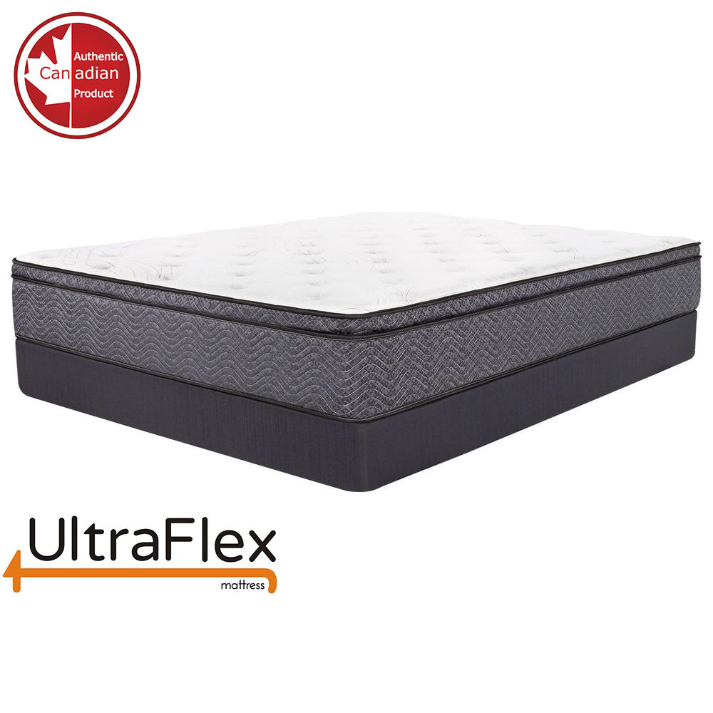 UltraFlex REVIVE- Hybrid 12” Breathable Pillowtop, Spinal Support HDcoils, Luxury Hypoallergic Foam Encasement, Pressure Relieving Mattress (Made in Canada) - With Waterproof Mattress Protector