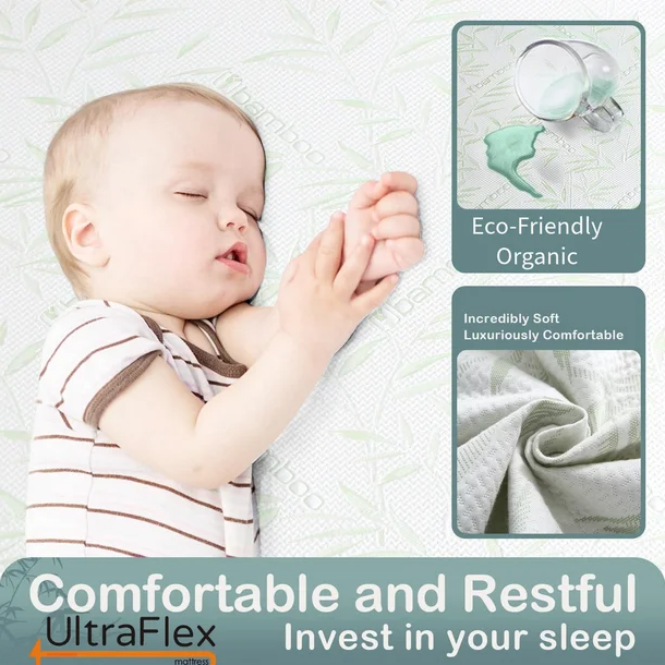 UltraFlex SolidSleep- Canadian-Made FIRM Gel Infused Reversible Comfort With Pressure Relief, Cooling Technology, Bamboo Cover, CertiPUR-US® Certified Foam (Made in Canada)