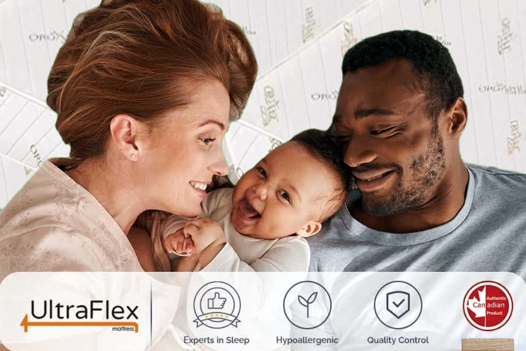 UltraFlex EcoZen- Medium Firm Reversible, CertiPUR-US® Certified Foam, Organic Bamboo Cover, Pressure Releiving, Cooling Gel Infused, Eco-Friendly Mattress ( Made In Canada )