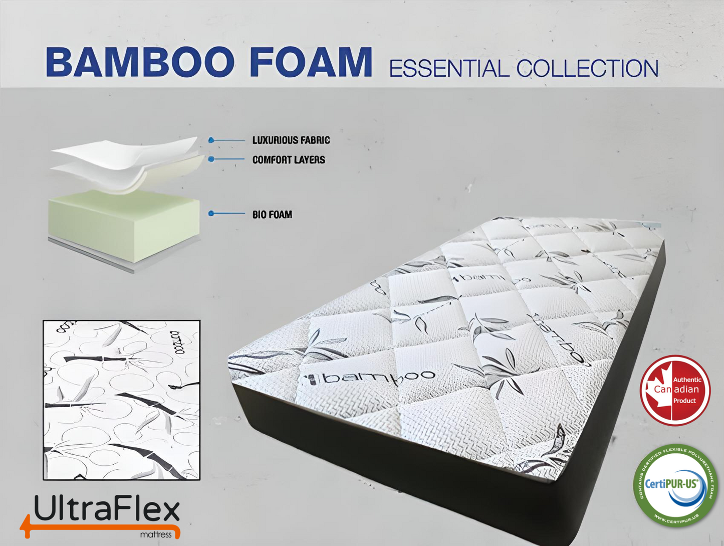 UltraFlex DreamEasy - Canadian-Made Medium Firm Gel Infused Comfort with Quilted Top, Pressure Relief, Cooling Technology, Bamboo Cover, CertiPUR-US® Certified Foam (Made in Canada)